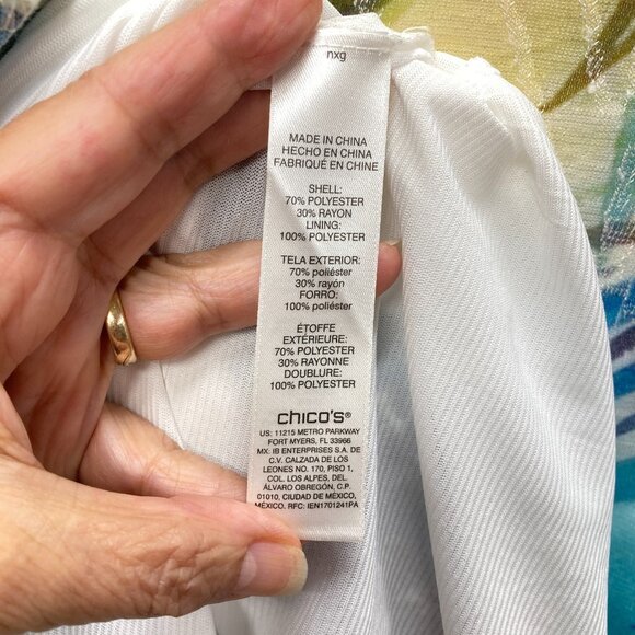 Chico's Tropical Knit T-Shirt/Tunic, Size 1 (Medium), Elbow Sleeve Textured NEW - Picture 11 of 14